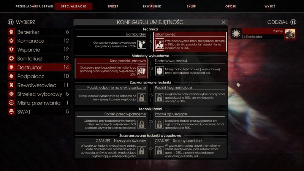 Killig Floor 2 Specjalizacje
