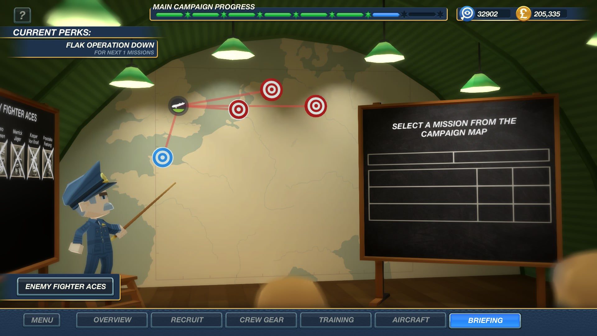 Tablica wyboru misji.