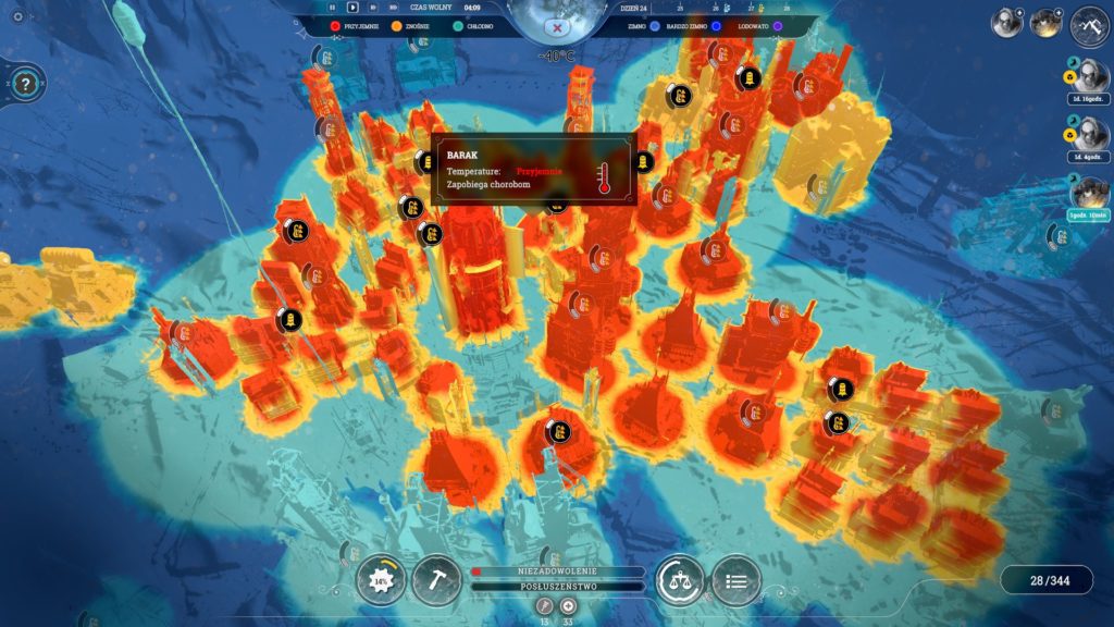 Frostpunk - mapa ciepła